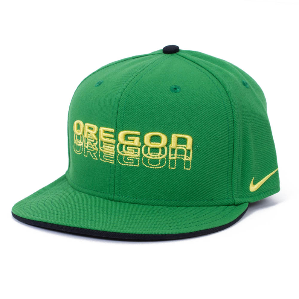 Classic Oregon O, Nike, Green, Flatbill, Performance/Dri-FIT, Accessories, Unisex, True, Primetime, Fitted, Hat, 882818